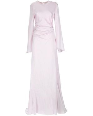 McQueen Long Dress With Drape - Pink