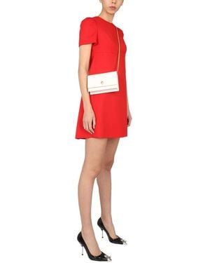 McQueen Wool Dress With Cape - Red