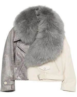 Marni Jacket With Fur Collar - Grey