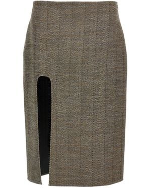 Stella McCartney Slit Tweed Skirt - Grey