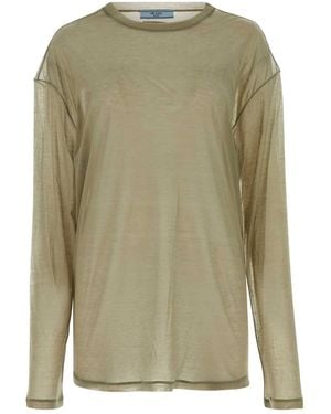Prada Khaki Lyocell Blend Oversize T-Shirt - Green
