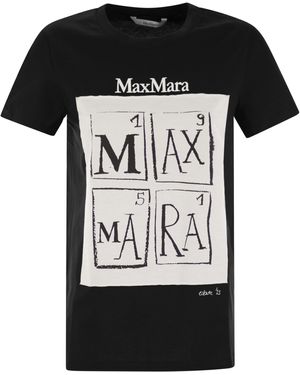 Max Mara Colibri Baumwoll -T -Shirt mit vorderem Druck - Schwarz