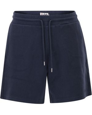 MC2 Saint Barth Piqué Cotton Shorts With Logo - Blue