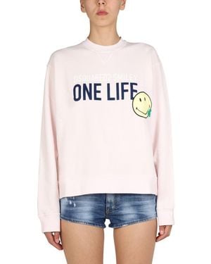 DSquared² Graphic Crew Neck Sweatshirt - White