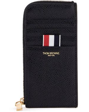 Thom Browne Pebble Grain Leder -Karteninhaber - Schwarz