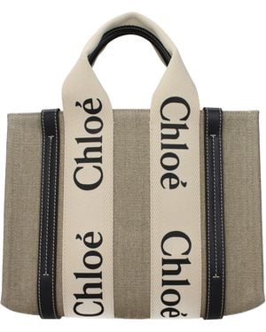 Chloé Chloé Borse A Mano Woody Donna Tessuto/Nero - Metallic