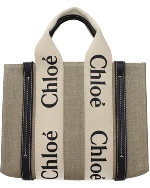 Chloé Handtassen Houtachtige Vrouw Stof Beige/zwart - Metallic