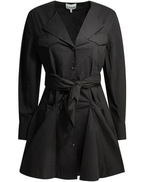 Ganni Kurzes Chemise-Kleid - Schwarz