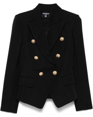 Balmain Grain De Poudre 6-Button Tailored Jacket - Black