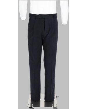 ZEGNA Italian Wool-Cashmere Blend Trousers - Blue