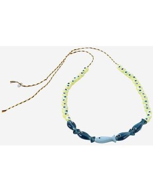 Sorbet Island Fabric And Glass Bead Necklace - Metallic