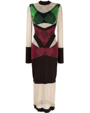 Marine Serre Wool Long Dress - Green