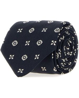 Saint Laurent Embroidered Jacquard Tie - Blue