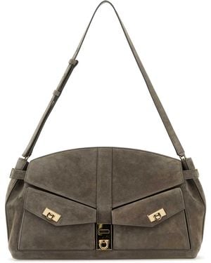 Ferragamo Salvatore Suede Shoulder Bag - Multicolor
