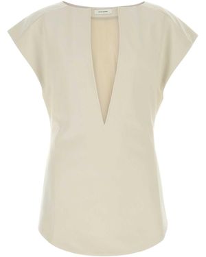 Entire studios Sand Stretch Polyester Blend Deep Vee Tank Top - White