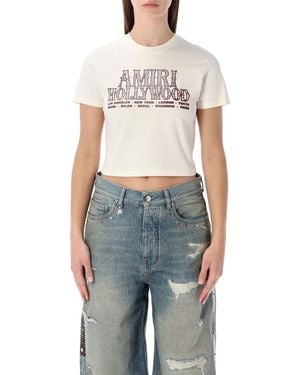 Amiri Hollywood Cotton Cropped Baby Tee - Blue