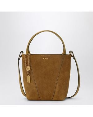 Chloé Small Khaki Suede Spin Tote Bag - Brown