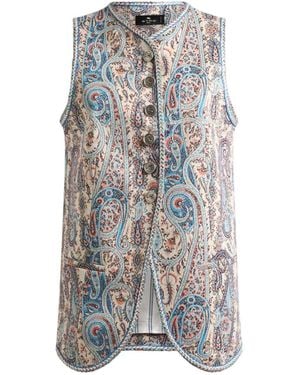 Etro Jacquard Vest With Floral Paisley Pattern - Gray