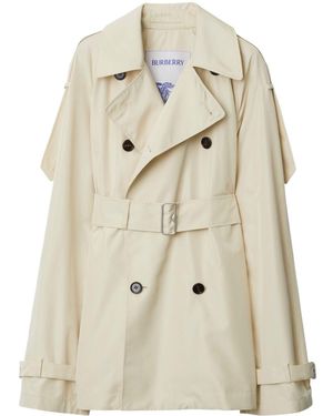 Burberry Silk Short Trench Coat - Natural
