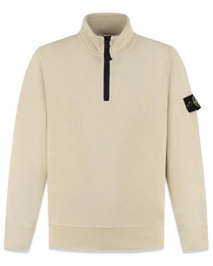 Stone Island Polo Shirt With Half Zipper - Natural