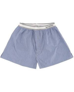 SPORTY&RICH Striped Logo Shorts - Blue