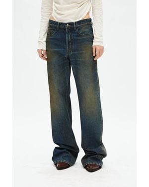 Ann Demeulemeester Genoveva 5 Pockets Relaxed Flared Pants Oiled S - Blue