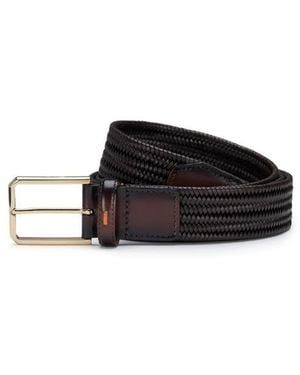 Santoni Leather Belt - Black