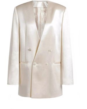 Alberta Ferretti Wool-Blend Notch-Lapel Blazer - White
