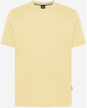 BOSS Cotton T Shirt With Logo - Yellow