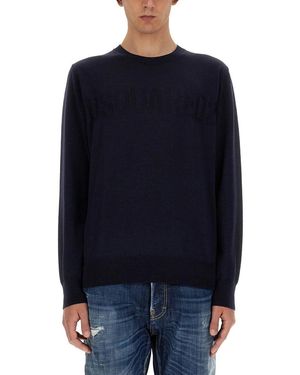 DSquared² Wool Jersey Sweaters - Blue