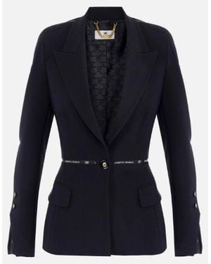 Elisabetta Franchi Jacket With Logo Tape - Blue