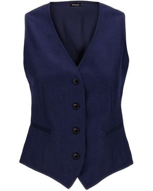 Kiton Twill Gilet - Blauw