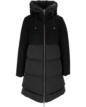 DUNO Quilted Hooded Padded Down Jacket - Black