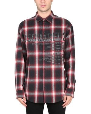 DSquared² Drop Shoulder Flannel Shirt - Red
