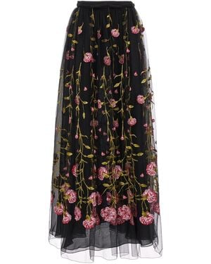 Giambattista Valli Floral Embroidery Skirt - Black