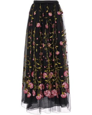Giambattista Valli Rock Mit Blumenstickerei - Schwarz