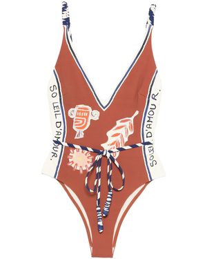 ALÉMAIS Soleil D'Amour V Neck One Piece - Red