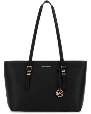 MICHAEL Michael Kors Leather Quinn Shopping Bag - Black