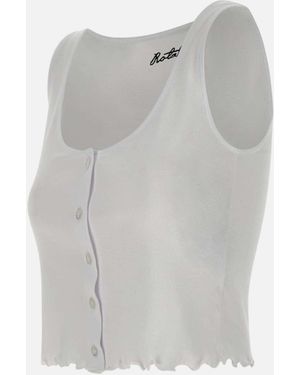 ROTATE BIRGER CHRISTENSEN Roteer Birger Christensen Katoenen Crop Top Met Gegolfde Afwerking - Grijs