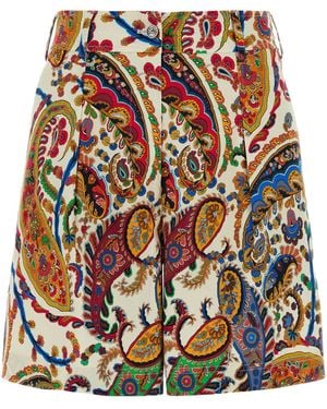 Etro Printed Stretch Cotton Shorts - Multicolor