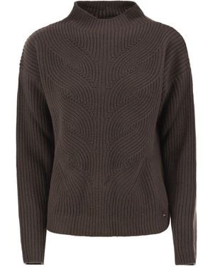 Herno Pure Wool Sweater With Textured Knit And High Neck - Brown