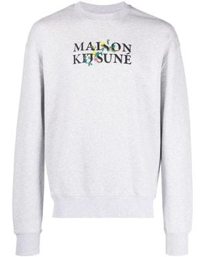 Maison Kitsuné Logo Cotton Crewneck Sweatshirt - White