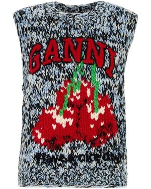Ganni Wool Oversize Vest - Red