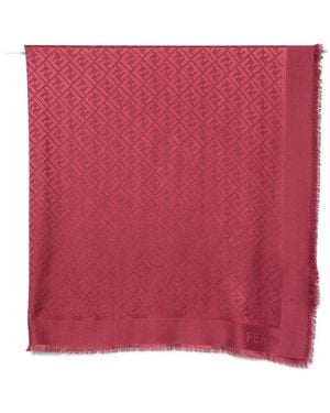 Fendi Ff Motif Jacquard Scarf - Red