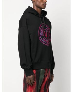 Versace Jeans Couture O V Emblem Flock Sweatshirts - Blue