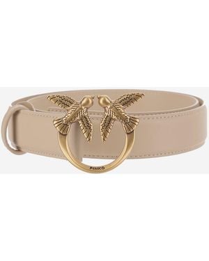 Pinko Leather Belt Love Berry - Natural