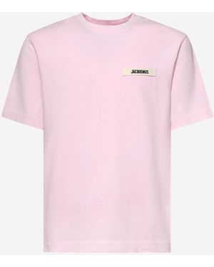 Jacquemus Gros Grain T Shirt With Logo - Pink