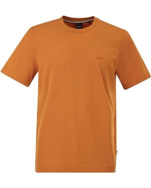 BOSS Camiseta de punto de algodón con logo de - Naranja