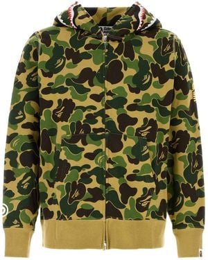 A Bathing Ape Printed Cotton Abc Camo 2nd Shark Sweatshirt - Green