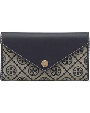 Tory Burch Cotton Polyester Wallet & Card Holder - Gray